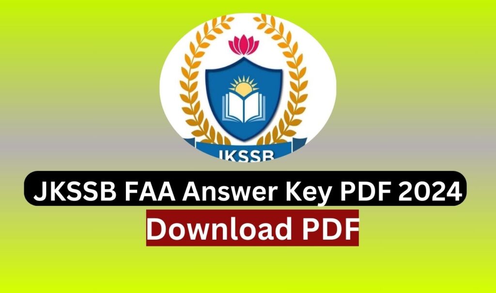 JKSSB FAA Answer Key PDF 2024